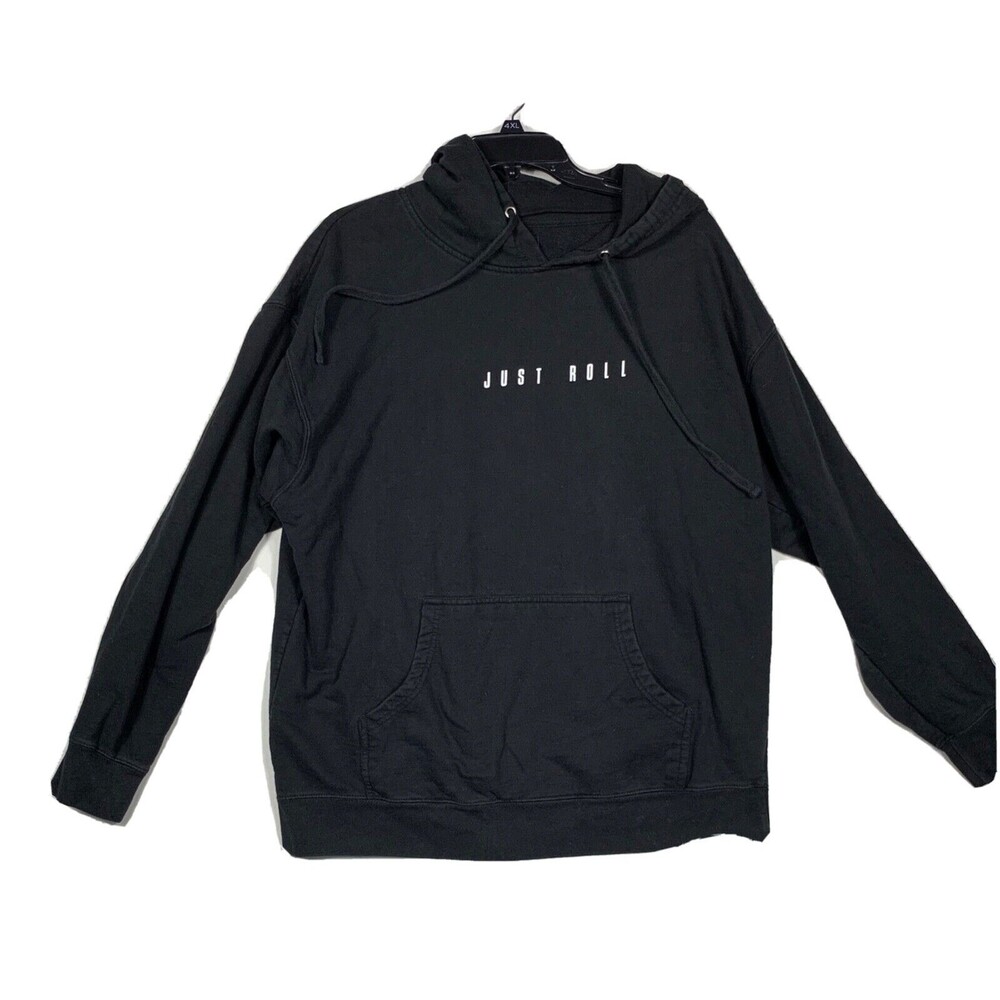 Just Roll Mens XL Black Hoodie Sweatshirt Long Sleeve Jiu Jitsu Logo Pullover